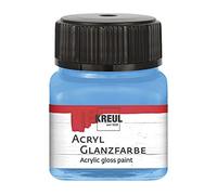 Kreul 79214 Peinture acrylique brillant 20 ml en verre bleu ciel, peinture acrylique lisse brillante pour la peinture et le bricolage, à base d'eau, sans rayure, séchage rapide et opaque