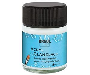 KREUL 79401 - Laque acrylique claire et brillante 50 ml pot en verre Laque de finition et de protection à base d'eau pour objets peints entièrement secs, Glossy Transparent