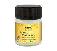 Kreul 79409 - Vernis Acrylique Mat à Base de résine synthétique, 50 ML en Verre, Mat Transparent, Vernis de Protection et de Finition pour peintures séchées