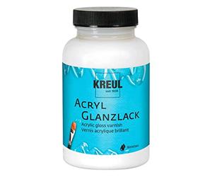 KREUL 79413 - Vernis acrylique brillant à base d'eau, flacon en verre de 275 ml, transparent brillant, vernis de protection et de finition pour peintures