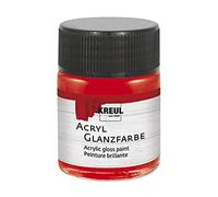 KREUL 79505 - Peinture acrylique brillante, 50 ml verre rouge, peinture acrylique brillante et lisse pour peindre et bricoler, à base d'eau, résistante à la salive, séchage rapide et opaque