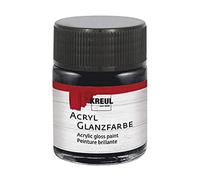 KREUL 79512 - Peinture acrylique brillante, 50 ml verre en noir, peinture acrylique brillante et lisse pour peindre et bricoler, à base d'eau, résistante à la salive, séchage rapide et opaque