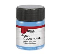 KREUL 79514 - Peinture acrylique brillante, 50 ml verre en bleu ciel, peinture acrylique lisse à base d'eau pour peindre et bricoler, résistante à la salive, séchage rapide et opaque