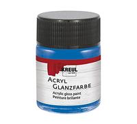 KREUL 79534 - Peinture acrylique brillante, 50 ml verre bleu, peinture acrylique brillante et lisse pour peindre et bricoler, à base d'eau, résistante à la salive, séchage rapide et opaque