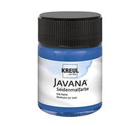 KREUL 8132 - Javana Peinture sur soie en pot de 50 ml, bleu royal, couleur hautement pigmentée et brillante à base d'eau, au caractère fluide et liquide, pénètre profondément dans les fibres