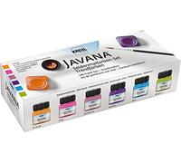 Kreul 81800 - Javana Peintures sur soie, set de 6 couleurs tendance en pot de 20 ml, peinture pour contours et pinceau, couleurs hautement pigmentées pour la soie et les textiles clairs
