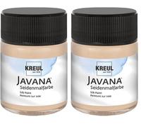KREUL 8199 - Javana Peinture sur soie en pot de 50 ml, beige, couleur hautement pigmentée et brillante à base d'eau, au caractère fluide et liquide, pénètre profondément dans les fibres (Lot de 2)