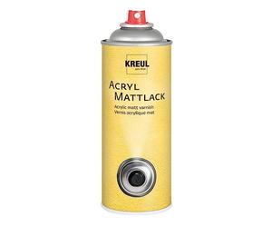 KREUL 821400 - Vernis acrylique mat, aérosol de 400 ml, incolore, ne jaunit pas, vernis de protection universel à séchage mat pour carton, bois, verre, porcelaine, céramique