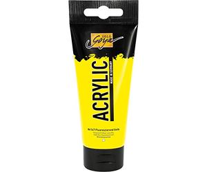 KREUL 84147 - Solo Goya Acrylic, tube de 100 ml en jaune fluorescent, peinture acrylique crémeuse polyvalente de qualité étude, à base d'eau, séchage rapide et mat