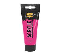 Kreul 84148 - Solo Goya Acrylic, tube de 100 ml en rose fluorescent, peinture acrylique crémeuse polyvalente de qualité étude, à base d'eau, séchage rapide et mat