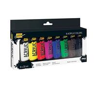 KREUL 84171 - Solo Goya Acrylic Set de 8 tubes de peinture acrylique de 20 ml Peinture à base d’eau crémeuse, polyvalente, opaque et résistante à l’eau Qualité étude Séchage rapide avec un aspect mat