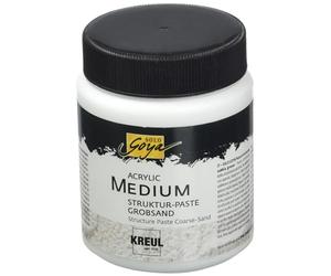 Kreul 85605 - Solo Goya Acrylic Medium, blanc, boîte 250 ml, pâte structurée sable grossier, enduit pâteux, avec structure de surface sableuse à gros grains, peut être colorée et repeinte