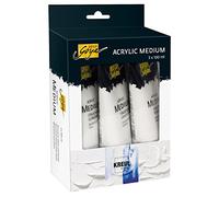 KREUL 85930 - Solo Goya Acrylic Medium Set de 3 tubes Acrylic Medium de 100 ml de pâte structurée universelle, pâte structurée sable fin et gel structuré brillant