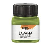 Kreul 90915 - Javana Peinture pour tissus clairs, pot de 20 ml en vert olive, peinture à base d'eau lisse à caractère crémeux, pénètre profondément dans les fibres