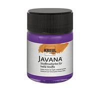KREUL 91906 - Javana Peinture pour tissus clairs, pot de 50 ml en violet, peinture souple à base d'eau au caractère crémeux, pénètre en profondeur dans les fibres