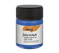 KREUL 91907 - Javana Peinture pour tissus clairs, pot de 50 ml en bleu royal, peinture souple à base d'eau au caractère crémeux, pénètre en profondeur dans les fibres
