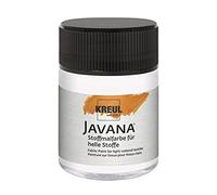KREUL 91911-50 ML Peinture pour Tissu Javana en Blanc pour Tissus clairs, Peinture à Base d'eau à caractère crémeux, pénètre en Profondeur dans Les Fibres, résistant au Lavage après Fixation