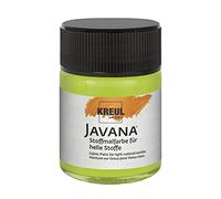 Kreul 91931-Javana Tissus clairs, Pot de 50 ml en Vert Fluo, Peinture Souple à Base d'eau au caractère crémeux, pénètre en Profondeur dans Les Fibres, Luminous Green