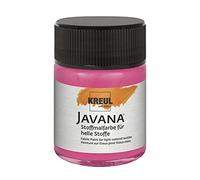 Kreul 91936 - Javana Peinture pour Tissus clairs, 50 ML Verre en Rose, Peinture à Base d'eau à caractère crémeux, pénètre en Profondeur dans Les Fibres, résistant au Lavage après Fixation