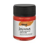KREUL 91941-50 ml Peinture pour tissu Javana rouge pour tissus clairs, peinture à base d'eau à caractère crémeux, pénètre en profondeur dans les fibres, résistant au lavage après fixation