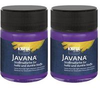 KREUL 91957 - Peinture pour tissu Javana pour tissus clairs et foncés, 50 ml verre violet, caractère pâteux, pour tamponner et pochoiriser, résistant au lavage après fixation (Lot de 2)
