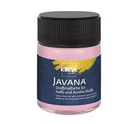 Kreul 91968-Javana Peinture pour Tissus clairs et foncés, 50 ml Verre rosé, caractère pâteux, pour tamponner et pochoiriser, résistant au Lavage après Fixation, Set de 50 Pièces