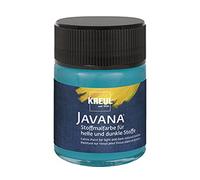 KREUL 91980 - Javana Peinture pour tissus clairs et foncés, 50 ml verre turquoise, caractère pâteux, pour tamponner et pochoiriser, résistant au lavage après fixation