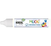 KREUL Mucki Window Color 24402 Stylo de peinture pour fenêtre à base d'eau, sans paraben, sans gluten, sans lactose, végétalien, facile à colorier, lavable Blanc 29 ml