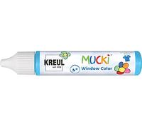 KREUL Mucki Window Color 24410 Stylo de peinture pour fenêtre à base d'eau, sans paraben, sans gluten, sans lactose, végan, facile à colorier, lavable - Bleu clair