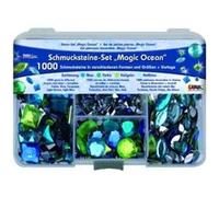 KREUL 49644 - Set de pierres décoratives Magic Ocean, 1000 pierres dans les 4 couleurs, différentes formes et tailles, pour la création d'accessoires de mode et Home Deco