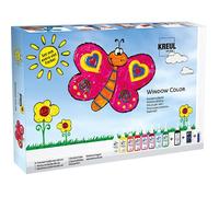 KREUL Window Color Set de peinture pour fenêtres 10 x 80 ml avec contour noir et phosphorescente pour loisirs créatifs