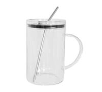 Krf119 - Tasse en verre glacé extra large avec couvercle et paille pour adolescentes, tasse à initiale pour départ à la retraite, accessoire indispensable pour femme, appartement Krf119 (transparent
