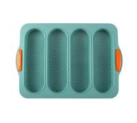 Krf144 Lot de 3 moules à pain en silicone anti-adhésif avec 4 plaques de cuisson pour pain français et 6 tasses avec grattoir Krf144 (E, 23,8 x 34 x 2,5 cm)