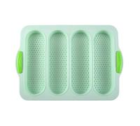 Krf144 Lot de 3 moules à pain en silicone anti-adhésif avec 4 plaques de cuisson pour pain français et 6 tasses avec grattoir Krf144 (D, 23,8 x 34 x 2,5 cm)