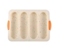 Krf144 Lot de 3 moules à pain en silicone anti-adhésif avec 4 plaques de cuisson pour pain français et 6 tasses avec grattoir Krf144 (F, 23,8 x 34 x 2,5 cm)