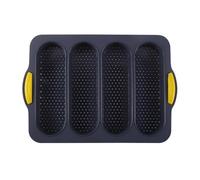 Krf144 Lot de 3 moules à pain en silicone anti-adhésif avec 4 plaques de cuisson pour pain français et 6 tasses avec grattoir Krf144 (A, 23,8 x 34 x 2,5 cm)