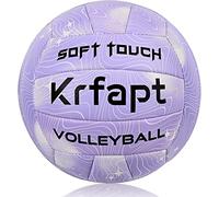 Krfapt Ballon de volleyball et beach-volley, taille 5, officiel, soft touch, pour activités extérieures/intérieures, imperméable avec design côtelé (violet)
