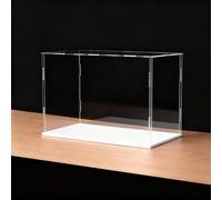 KRFVGYQNK Vitrine en Plastique, Vitrine Acrylique for Figurines de Voitures Miniatures, Socle Blanc et Noir, Plusieurs Tailles(White Base,20x15x15cm)