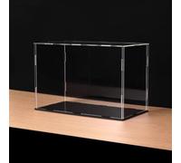 KRFVGYQNK Vitrine en Plastique, Vitrine Acrylique for Figurines de Voitures Miniatures, Socle Blanc et Noir, Plusieurs Tailles(Black Base,55x20x20cm)