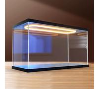 KRFVGYQNK Vitrine en Plastique, Vitrine en Acrylique avec Porte d'entrée et lumière LED, boîte de Loisirs empilable, Plusieurs Tailles(30x25x25cm(12x10x10in))