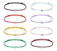 KRFWGUU 8 Pièces Bracelets d’Amitié, Bracelet Couple Réglable avec forme Etoile, Bracelet Etoile en Argent, Bracelet Tressé à Main Cadeau, Pour Couple Famille Meilleurs Amis