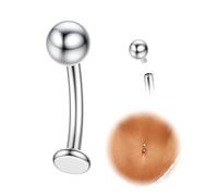 KRFY 14G Piercing Nombril pour Femmes, Titane Argent Or Piercing Nombril Anneau, Coeur Papillon CZ Navel Piercings Bijoux - Argent Boule 12MM