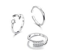 KRFY 925 Argent Bagues d'orteil pour Femme Bande réglable Pinky Rings Minimalist Beach Foot Bijoux 3Pcs Open Bagues d'orteil