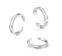 KRFY 925 Argent Bagues d'orteil pour Femme Bande réglable Pinky Rings Minimalist Beach Foot Bijoux 3Pcs Open Bagues d'orteil