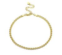 KRFY 925 Bracelet Cheville en Argent pour Femme 18K plaqué Or Blanc Massif Taille Diamant Cubain Figaro Chevrons Mariner Paperclip Link Chaîne Bracelets de Cheville pour Femme Bijoux de Plage Doré