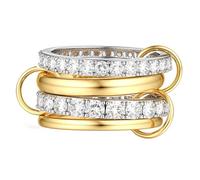 KRFY Bague Femme Or Argent Bague Connectée Pour Homme Hypoallergéniques Zircon Cubique Pouce Bagues Plaqué Or Empilable Bijoux Bagues Connectée Femme 4P5