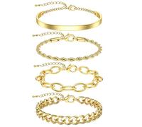 KRFY Bracelet Femme en Acier Inoxydable 14K Plaqué Or et Argent