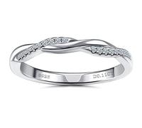 KRFY Moissanite Bague Fiançailles 0.11ct Brillant Rond Coupe D Couleur VVS1 Clarté Lab Créé Diamant Bagues d'éternité 18K Plaqué Or Blanc Hypoallergénique Bagues de Mariage Argent Sterling pour Femme