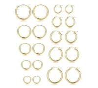 KRFY Petites Boucles D'oreilles Créoles pour Femmes Hommes Léger Huggie Click-Top Acier Inoxydable Dormeur Cartilage Boucles D'oreilles Sans Fin Hypoallergénique 8/10/12/14/16mm 10 Paires