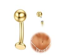 KRFY Piercing Nombril Titane Or Argent Percing Au Nombril Hypoallergénique 14G Piercings Nombril-Pendant Coeur Fleur Papillon Boule Fileté Intérieurement Flottant Navel Piercings - Or Boule 10MM